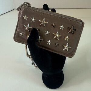 Jimmy Choo Nancy Star Coin/Card Holder Studded Leather Wallet